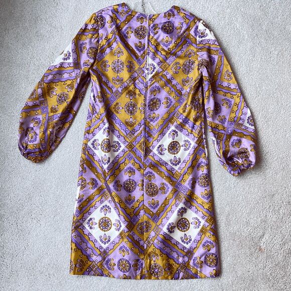 Vintage 1960s Psychedelic Dress & Reversible Vest Set M/L Go-Go Mod Festival - Picture 8 of 9